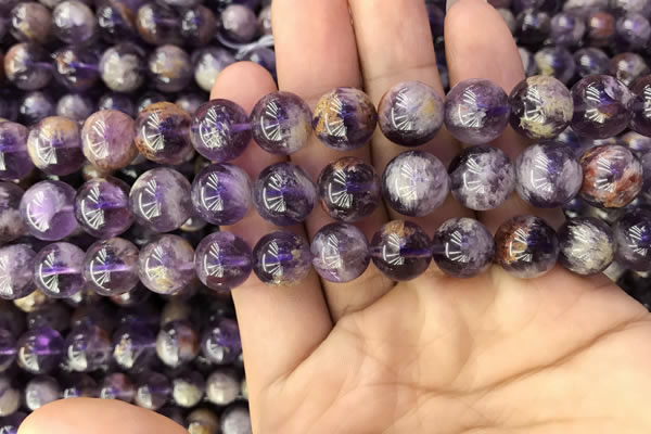 CPC613 15.5 inches 12mm round purple phantom quartz beads