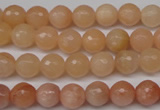 CPE12 15.5 inches 8mm faceted round peach stone beads wholesale