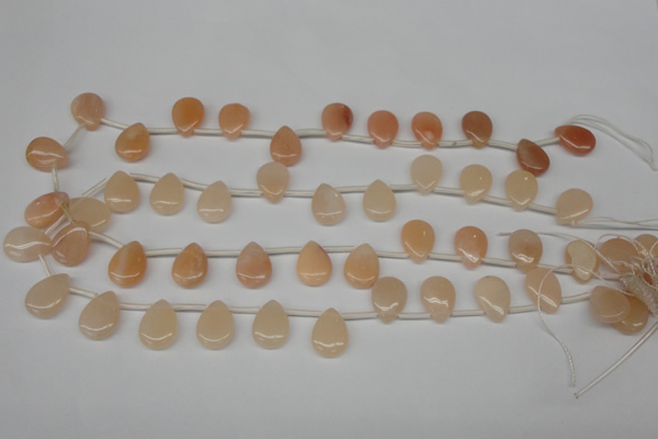 CPE22 Top-drilled 12*16mm flat teardrop peach stone beads wholesale