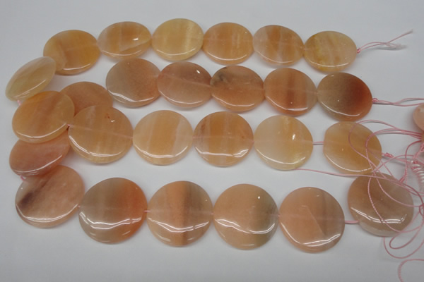 CPE30 15.5 inches 30mm flat round peach stone beads wholesale