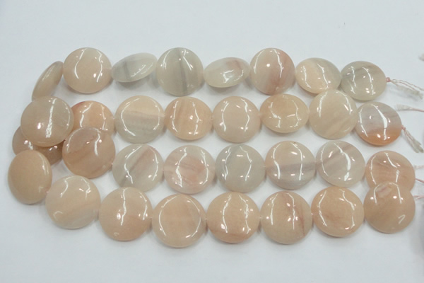 CPI10 15.5 inches 25mm flat round pink aventurine jade beads wholesale