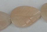 CPI158 15.5 inches 25*35mm carved leaf pink aventurine jade beads