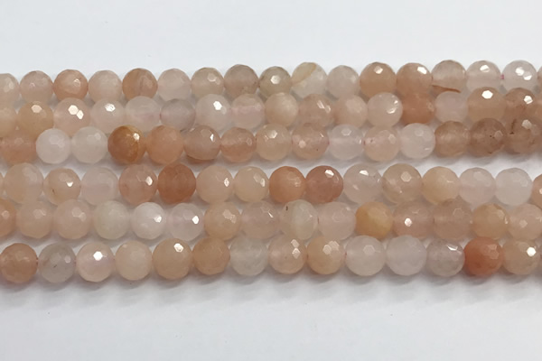 CPI217 15.5 inches 8mm faceted round pink aventurine jade beads wholesale