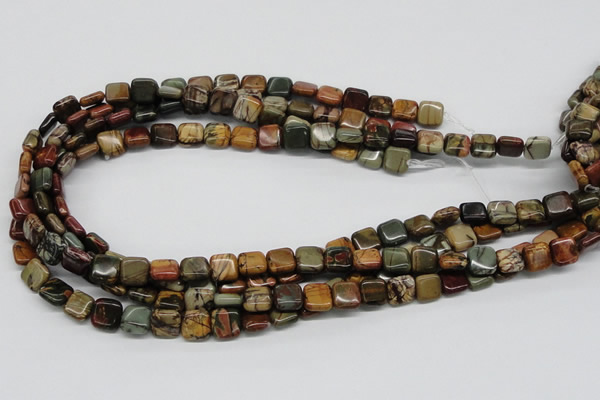 CPJ05 15.5 inches 10*10mm square picasso jasper beads wholesale