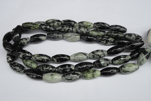 CPJ211 15.5 inches 12*24mm rice green picasso jasper beads