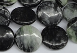 CPJ215 15.5 inches 18mm flat round green picasso jasper beads