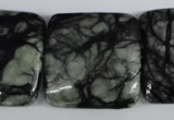 CPJ228 15.5 inches 30*30mm square green picasso jasper beads