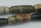 CPJ25 15.5 inches 10*30mm cylinder picasso jasper beads wholesale