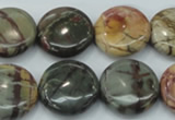 CPJ27 15.5 inches 20mm flat round picasso jasper beads wholesale