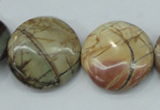 CPJ28 15.5 inches 25mm flat round picasso jasper beads wholesale