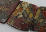 CPJ380 18*25mm - 26*32mm trapezoid picasso jasper & pyrite beads