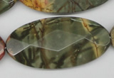 CPJ415 15 inches 25*50mm faceted oval picasso jasper gemstone beads