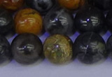 CPJ475 15.5 inches 14mm round black picasso jasper beads wholesale