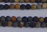 CPJ490 15.5 inches 4mm round matte black picasso jasper beads