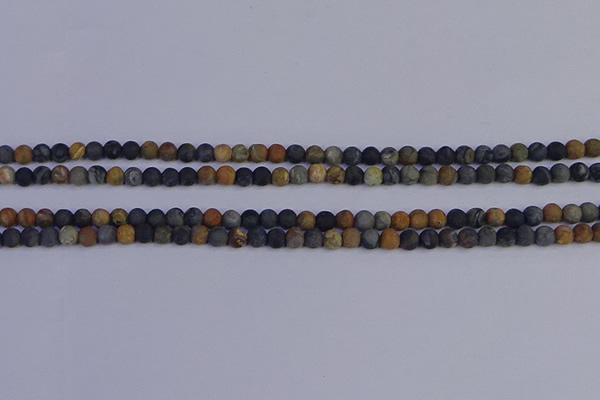 CPJ490 15.5 inches 4mm round matte black picasso jasper beads