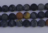 CPJ491 15.5 inches 6mm round matte black picasso jasper beads