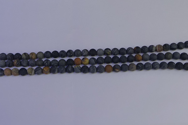 CPJ491 15.5 inches 6mm round matte black picasso jasper beads