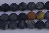 CPJ492 15.5 inches 8mm round matte black picasso jasper beads