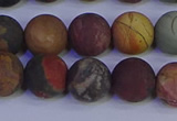 CPJ504 15.5 inches 12mm round matte picasso jasper beads wholesale