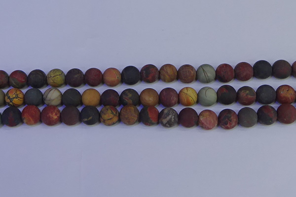 CPJ504 15.5 inches 12mm round matte picasso jasper beads wholesale