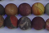 CPJ505 15.5 inches 14mm round matte picasso jasper beads wholesale