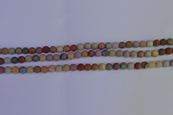 CPJ510 15.5 inches 4mm round matte polychrome jasper beads wholeasle