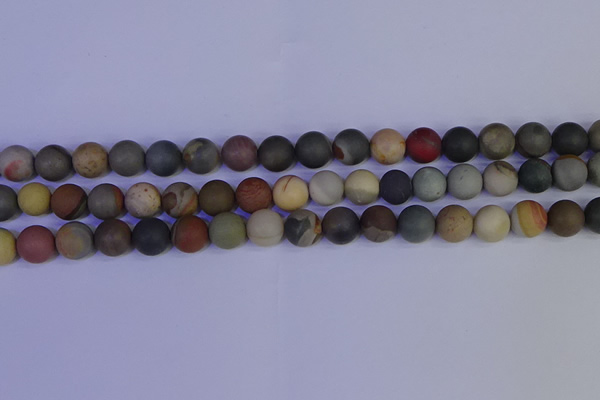 CPJ513 15.5 inches 10mm round matte polychrome jasper beads wholeasle