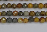 CPJ540 15.5 inches 4mm faceted round wildhorse picture jasper beads