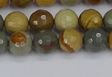 CPJ542 15.5 inches 8mm faceted round wildhorse picture jasper beads