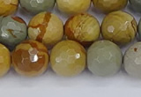 CPJ543 15.5 inches 10mm faceted round wildhorse picture jasper beads