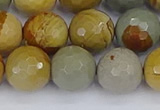 CPJ544 15.5 inches 12mm faceted round wildhorse picture jasper beads