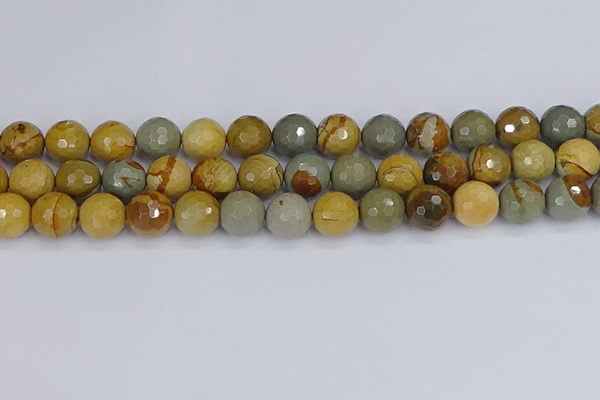 CPJ544 15.5 inches 12mm faceted round wildhorse picture jasper beads