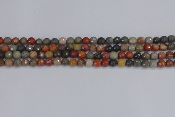 CPJ547 15.5 inches 6mm faceted round polychrome jasper beads