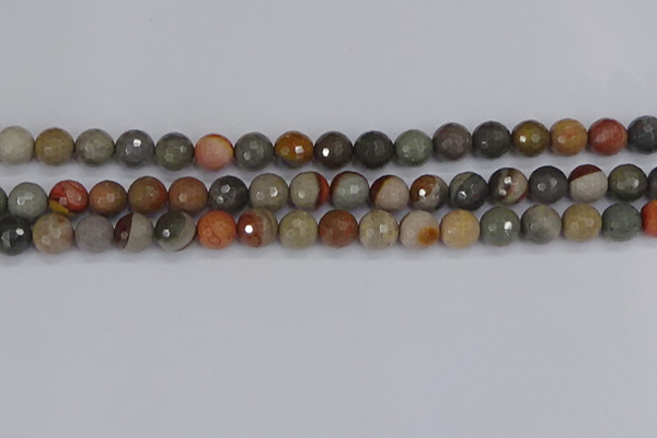 CPJ548 15.5 inches 8mm faceted round polychrome jasper beads