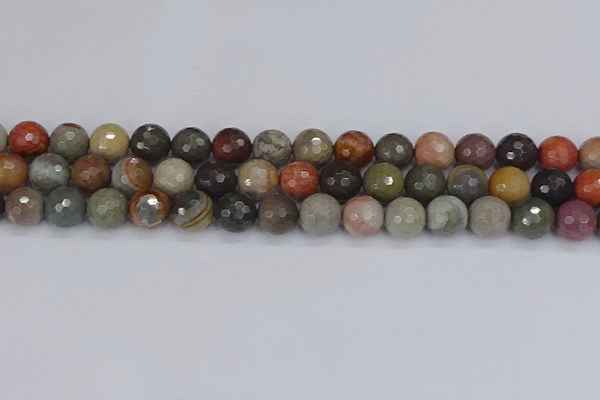 CPJ549 15.5 inches 10mm faceted round polychrome jasper beads