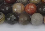 CPJ550 15.5 inches 12mm faceted round polychrome jasper beads