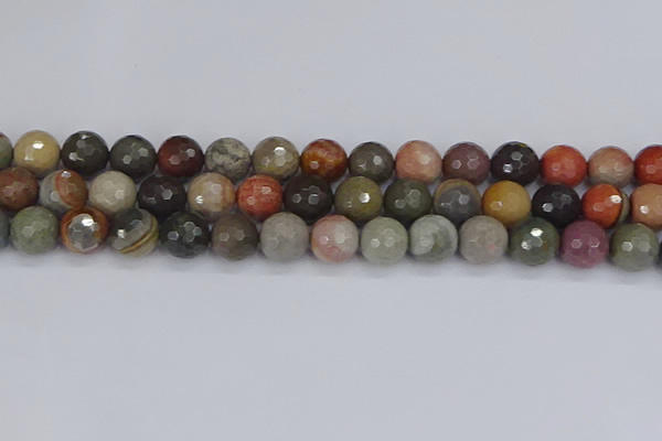 CPJ550 15.5 inches 12mm faceted round polychrome jasper beads