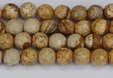 CPJ555 15.5 inches 4mm faceted round picture jasper beads