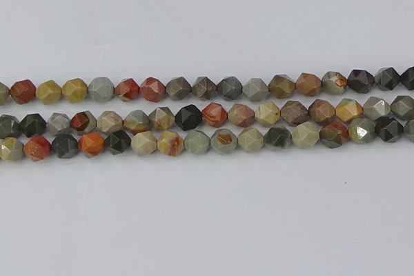 CPJ565 15.5 inches 8mm faceted nuggets polychrome jasper beads