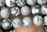 CPJ581 15.5 inches 6mm round grey picture jasper beads wholesale