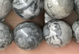 CPJ584 15.5 inches 12mm round grey picture jasper beads wholesale