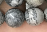 CPJ586 15.5 inches 16mm round grey picture jasper beads wholesale