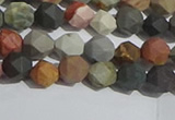 CPJ590 15.5 inches 6mm faceted nuggets matte polychrome jasper beads