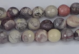 CPJ610 15.5 inches 4mm faceted round purple striped jasper beads