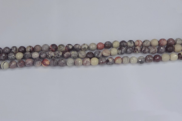 CPJ610 15.5 inches 4mm faceted round purple striped jasper beads