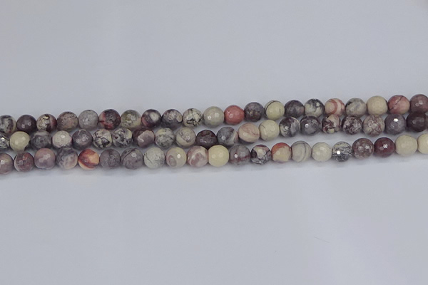 CPJ611 15.5 inches 6mm faceted round purple striped jasper beads