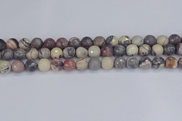 CPJ613 15.5 inches 10mm faceted round purple striped jasper beads