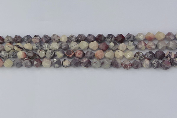 CPJ620 15.5 inches 6mm faceted nuggets purple striped jasper beads