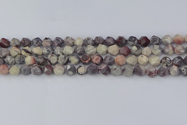 CPJ621 15.5 inches 8mm faceted nuggets purple striped jasper beads