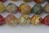 CPJ627 15.5 inches 8mm faceted nuggets picasso jasper beads